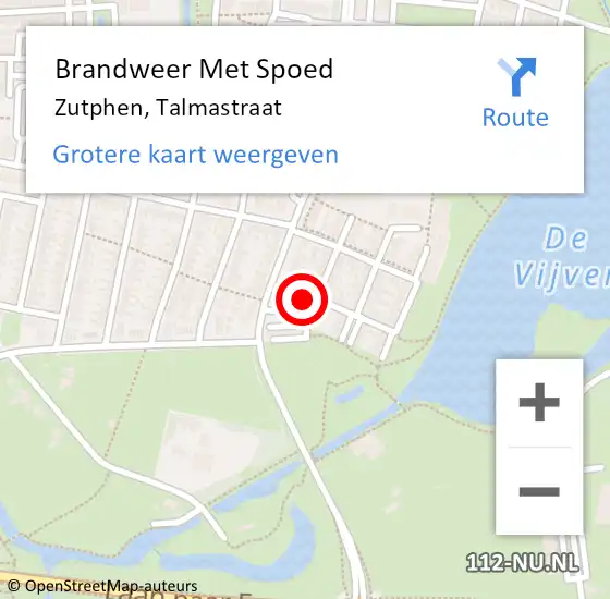 Locatie op kaart van de 112 melding: Brandweer Met Spoed Naar Zutphen, Talmastraat op 22 augustus 2023 12:43