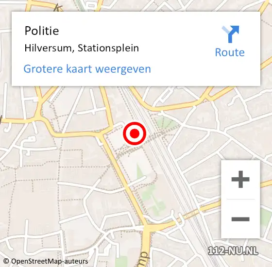 Locatie op kaart van de 112 melding: Politie Hilversum, Stationsplein op 22 augustus 2023 12:43