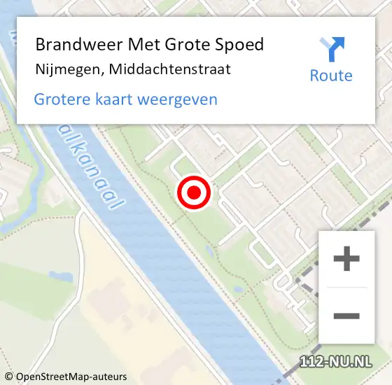 Locatie op kaart van de 112 melding: Brandweer Met Grote Spoed Naar Nijmegen, Middachtenstraat op 22 augustus 2023 12:45