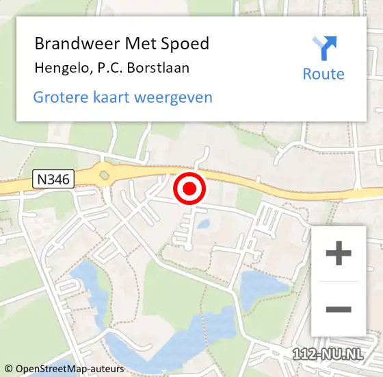 Locatie op kaart van de 112 melding: Brandweer Met Spoed Naar Hengelo, P.C. Borstlaan op 22 augustus 2023 13:16