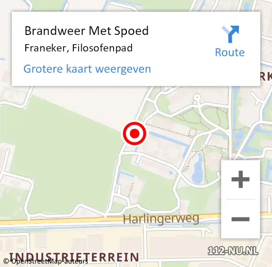 Locatie op kaart van de 112 melding: Brandweer Met Spoed Naar Franeker, Filosofenpad op 22 augustus 2023 13:42