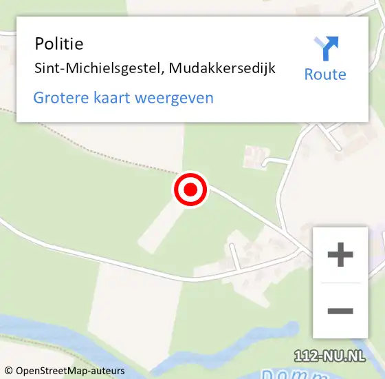 Locatie op kaart van de 112 melding: Politie Sint-Michielsgestel, Mudakkersedijk op 22 augustus 2023 13:48