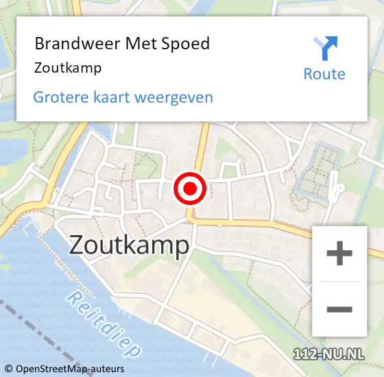 Locatie op kaart van de 112 melding: Brandweer Met Spoed Naar Zoutkamp op 22 augustus 2023 14:08