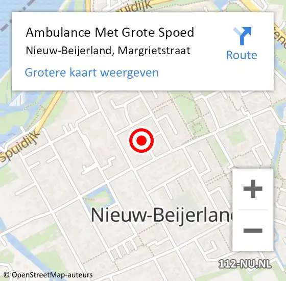 Locatie op kaart van de 112 melding: Ambulance Met Grote Spoed Naar Nieuw-Beijerland, Margrietstraat op 22 augustus 2023 14:11