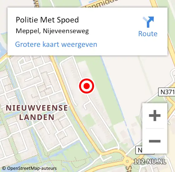 Locatie op kaart van de 112 melding: Politie Met Spoed Naar Meppel, Nijeveenseweg op 22 augustus 2023 14:13