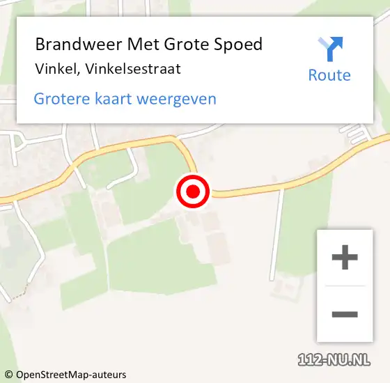 Locatie op kaart van de 112 melding: Brandweer Met Grote Spoed Naar Vinkel, Vinkelsestraat op 22 augustus 2023 14:22