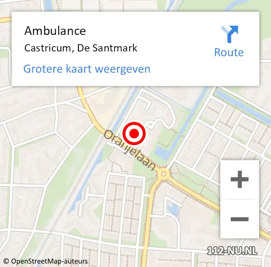 Locatie op kaart van de 112 melding: Ambulance Castricum, De Santmark op 22 augustus 2023 14:23