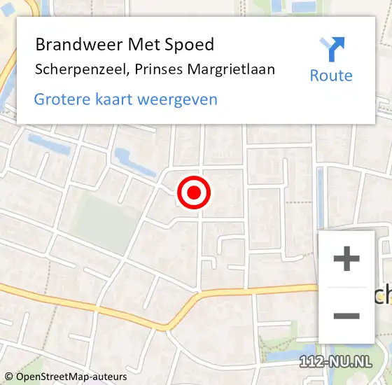 Locatie op kaart van de 112 melding: Brandweer Met Spoed Naar Scherpenzeel, Prinses Margrietlaan op 22 augustus 2023 14:36