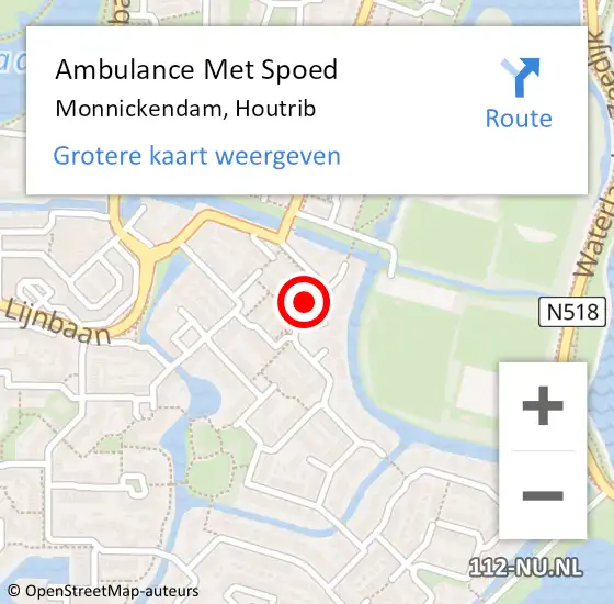 Locatie op kaart van de 112 melding: Ambulance Met Spoed Naar Monnickendam, Houtrib op 22 augustus 2023 14:43
