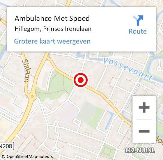 Locatie op kaart van de 112 melding: Ambulance Met Spoed Naar Hillegom, Prinses Irenelaan op 22 augustus 2023 14:54