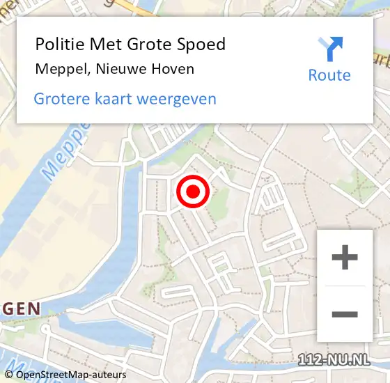 Locatie op kaart van de 112 melding: Politie Met Grote Spoed Naar Meppel, Nieuwe Hoven op 22 augustus 2023 14:58