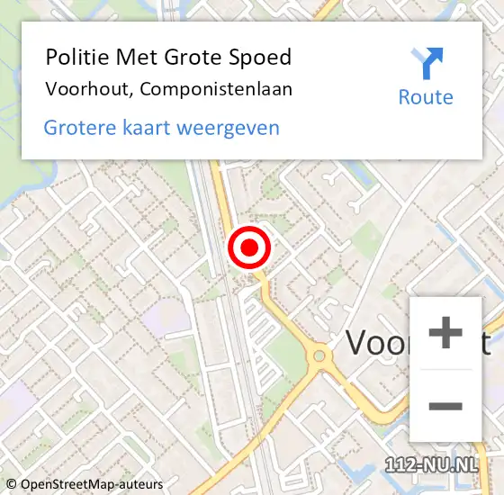 Locatie op kaart van de 112 melding: Politie Met Grote Spoed Naar Voorhout, Componistenlaan op 22 augustus 2023 15:24