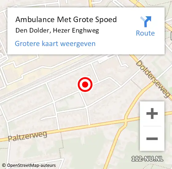 Locatie op kaart van de 112 melding: Ambulance Met Grote Spoed Naar Den Dolder, Hezer Enghweg op 5 september 2014 14:57