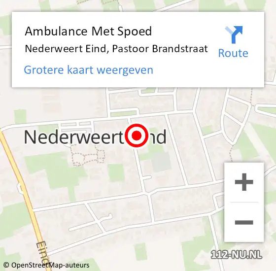 Locatie op kaart van de 112 melding: Ambulance Met Spoed Naar Nederweert Eind, Pastoor Brandstraat op 5 september 2014 14:59