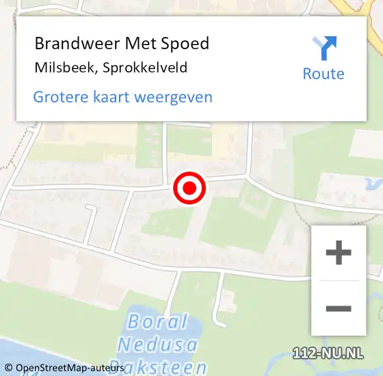 Locatie op kaart van de 112 melding: Brandweer Met Spoed Naar Milsbeek, Sprokkelveld op 22 augustus 2023 16:08