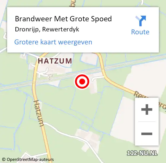 Locatie op kaart van de 112 melding: Brandweer Met Grote Spoed Naar Dronrijp, Rewerterdyk op 22 augustus 2023 16:36