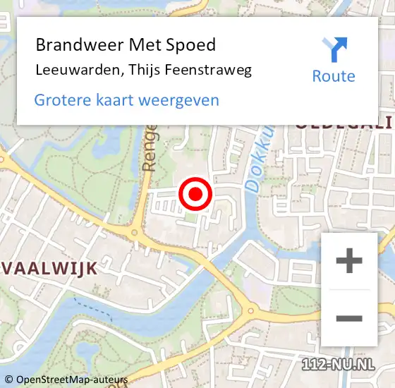 Locatie op kaart van de 112 melding: Brandweer Met Spoed Naar Leeuwarden, Thijs Feenstraweg op 22 augustus 2023 16:50