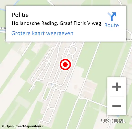 Locatie op kaart van de 112 melding: Politie Hollandsche Rading, Graaf Floris V weg op 22 augustus 2023 17:16