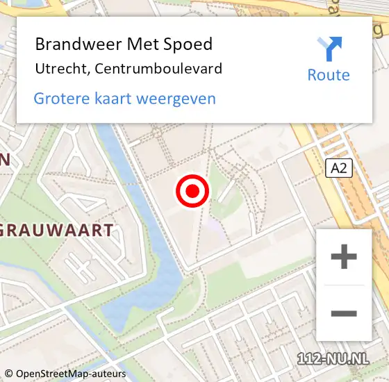 Locatie op kaart van de 112 melding: Brandweer Met Spoed Naar Utrecht, Centrumboulevard op 22 augustus 2023 17:18