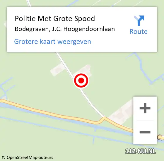 Locatie op kaart van de 112 melding: Politie Met Grote Spoed Naar Bodegraven, J.C. Hoogendoornlaan op 22 augustus 2023 17:24