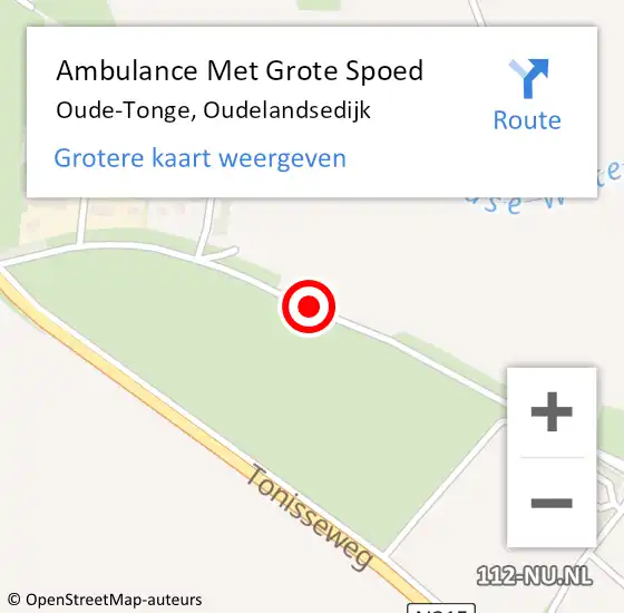 Locatie op kaart van de 112 melding: Ambulance Met Grote Spoed Naar Oude-Tonge, Oudelandsedijk op 22 augustus 2023 17:42