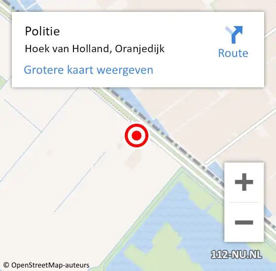Locatie op kaart van de 112 melding: Politie Hoek van Holland, Oranjedijk op 22 augustus 2023 17:50