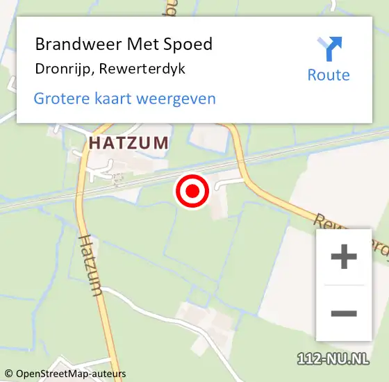 Locatie op kaart van de 112 melding: Brandweer Met Spoed Naar Dronrijp, Rewerterdyk op 22 augustus 2023 18:00