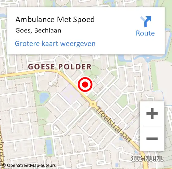 Locatie op kaart van de 112 melding: Ambulance Met Spoed Naar Goes, Bechlaan op 5 september 2014 15:19