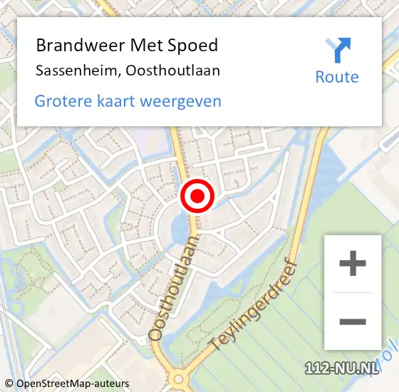 Locatie op kaart van de 112 melding: Brandweer Met Spoed Naar Sassenheim, Oosthoutlaan op 22 augustus 2023 19:34