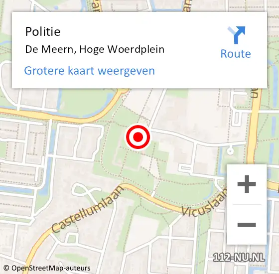 Locatie op kaart van de 112 melding: Politie De Meern, Hoge Woerdplein op 22 augustus 2023 19:37