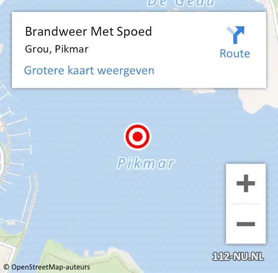 Locatie op kaart van de 112 melding: Brandweer Met Spoed Naar Grou, Pikmar op 22 augustus 2023 19:43