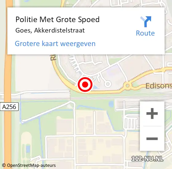 Locatie op kaart van de 112 melding: Politie Met Grote Spoed Naar Goes, Akkerdistelstraat op 22 augustus 2023 19:53