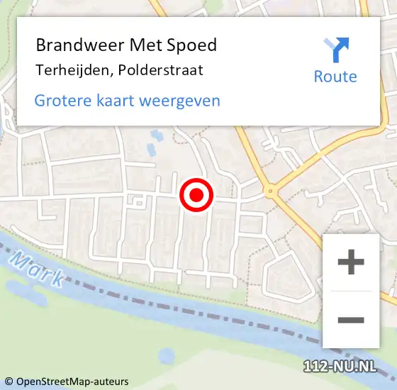 Locatie op kaart van de 112 melding: Brandweer Met Spoed Naar Terheijden, Polderstraat op 22 augustus 2023 19:55