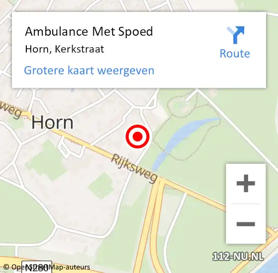 Locatie op kaart van de 112 melding: Ambulance Met Spoed Naar Horn, Kerkstraat op 22 augustus 2023 19:56