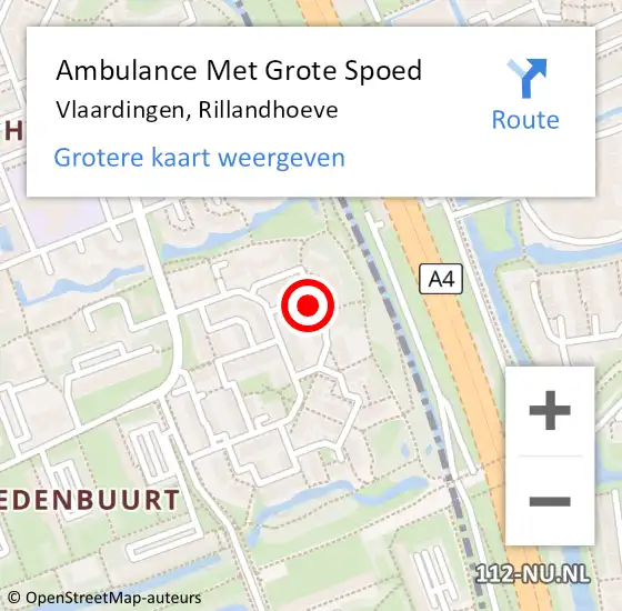 Locatie op kaart van de 112 melding: Ambulance Met Grote Spoed Naar Vlaardingen, Rillandhoeve op 22 augustus 2023 20:02