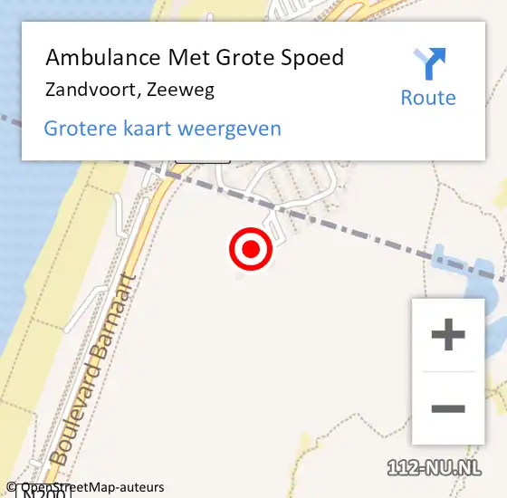 Locatie op kaart van de 112 melding: Ambulance Met Grote Spoed Naar Zandvoort, Zeeweg op 22 augustus 2023 20:08