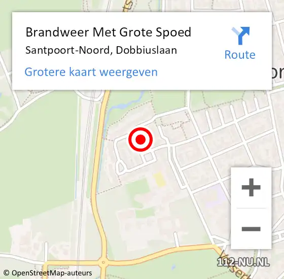 Locatie op kaart van de 112 melding: Brandweer Met Grote Spoed Naar Santpoort-Noord, Dobbiuslaan op 22 augustus 2023 20:09