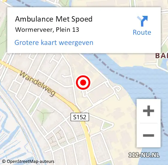 Locatie op kaart van de 112 melding: Ambulance Met Spoed Naar Wormerveer, Plein 13 op 22 augustus 2023 20:17