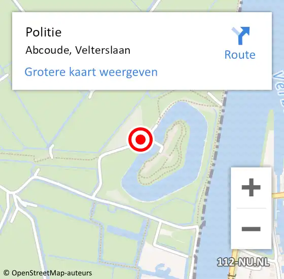 Locatie op kaart van de 112 melding: Politie Abcoude, Velterslaan op 22 augustus 2023 20:29