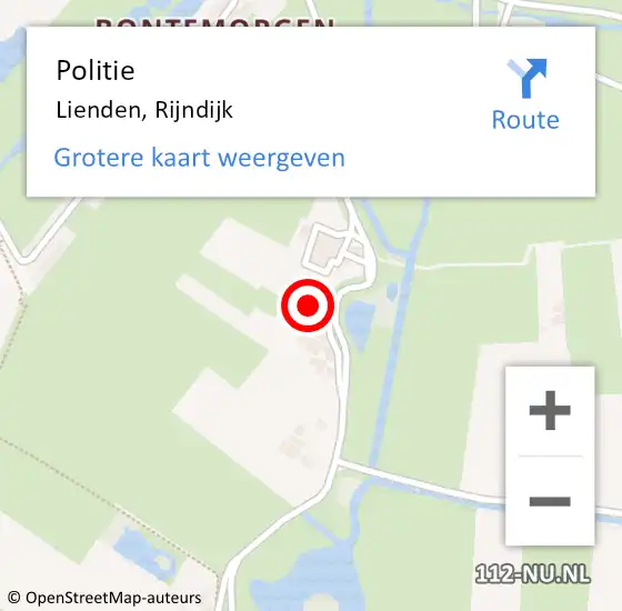 Locatie op kaart van de 112 melding: Politie Lienden, Rijndijk op 22 augustus 2023 20:32