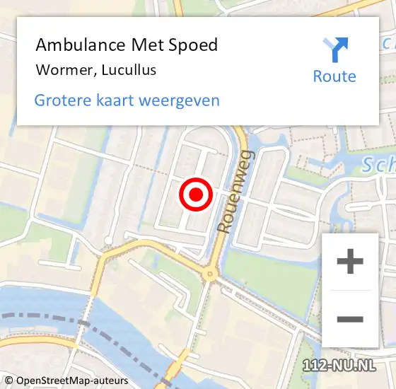 Locatie op kaart van de 112 melding: Ambulance Met Spoed Naar Wormer, Lucullus op 22 augustus 2023 20:42