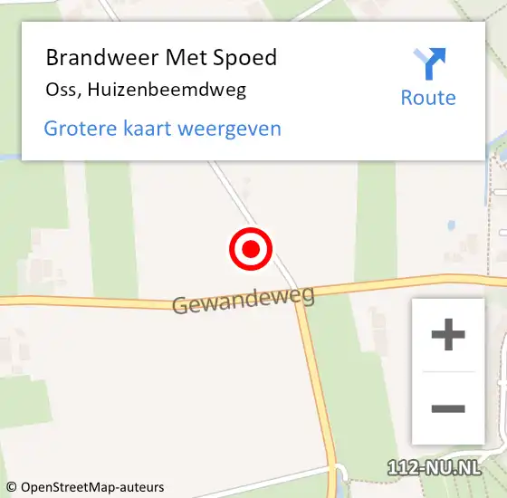 Locatie op kaart van de 112 melding: Brandweer Met Spoed Naar Oss, Huizenbeemdweg op 22 augustus 2023 20:43