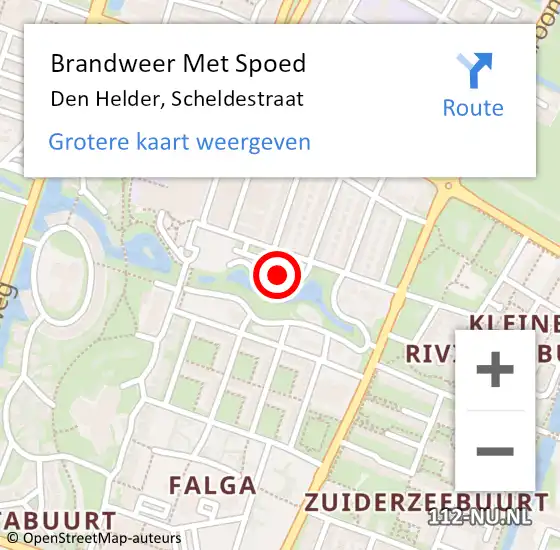 Locatie op kaart van de 112 melding: Brandweer Met Spoed Naar Den Helder, Scheldestraat op 22 augustus 2023 20:57
