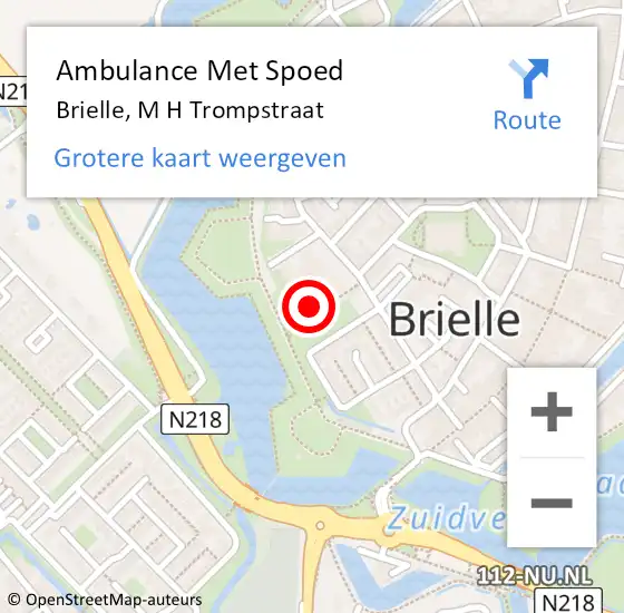 Locatie op kaart van de 112 melding: Ambulance Met Spoed Naar Brielle, M H Trompstraat op 22 augustus 2023 21:08