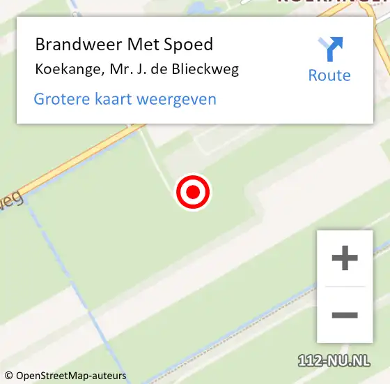 Locatie op kaart van de 112 melding: Brandweer Met Spoed Naar Koekange, Mr. J. de Blieckweg op 22 augustus 2023 21:08