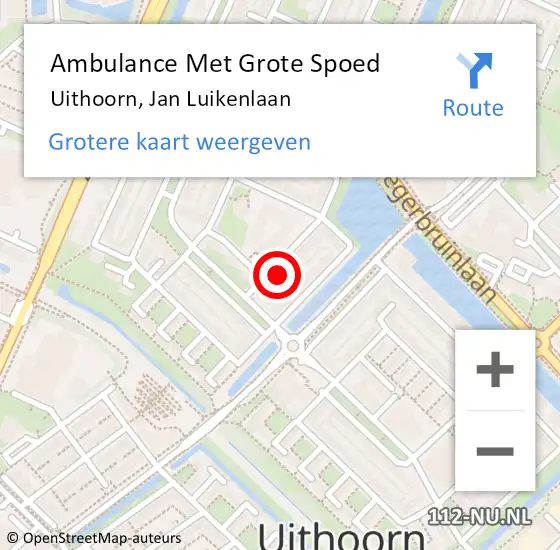 Locatie op kaart van de 112 melding: Ambulance Met Grote Spoed Naar Uithoorn, Jan Luikenlaan op 22 augustus 2023 21:15