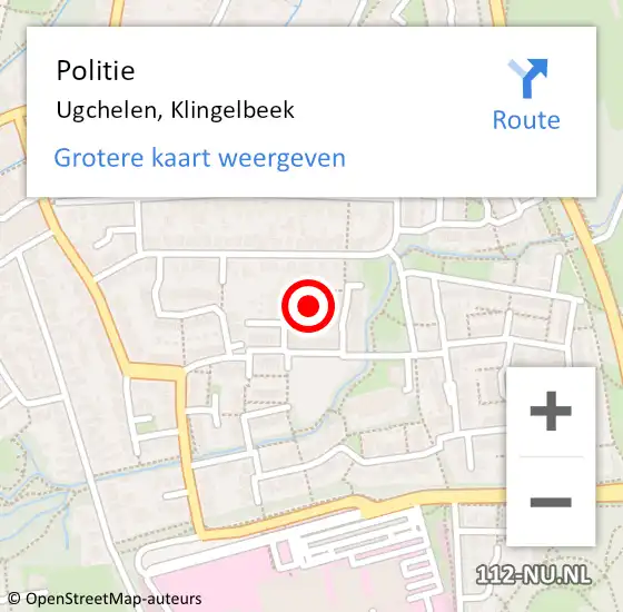 Locatie op kaart van de 112 melding: Politie Ugchelen, Klingelbeek op 22 augustus 2023 21:56