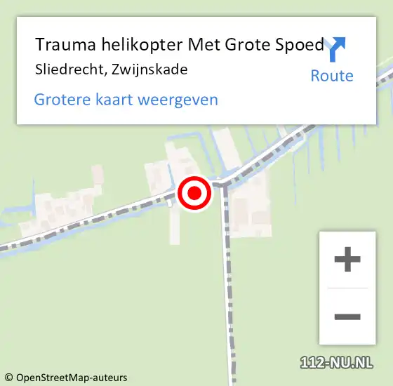 Locatie op kaart van de 112 melding: Trauma helikopter Met Grote Spoed Naar Sliedrecht, Zwijnskade op 22 augustus 2023 22:24