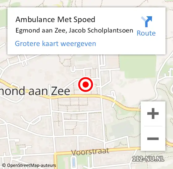 Locatie op kaart van de 112 melding: Ambulance Met Spoed Naar Egmond aan Zee, Jacob Scholplantsoen op 5 september 2014 15:34