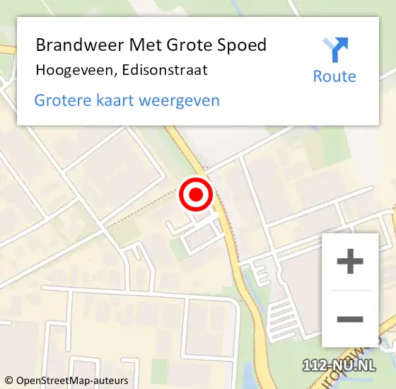 Locatie op kaart van de 112 melding: Brandweer Met Grote Spoed Naar Hoogeveen, Edisonstraat op 22 augustus 2023 23:31